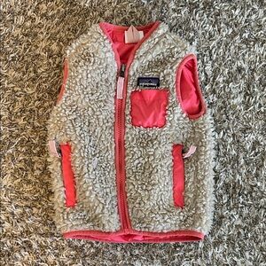 Patagonia Kids' Pink and Cream Sherpa Vest